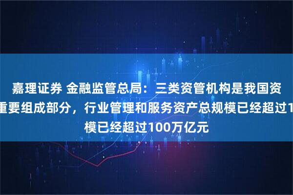 嘉理证券 金融监管总局：三类资管机构是我国资管行业的重要组成部分，行业管理和服务资产总规模已经超过100万亿元