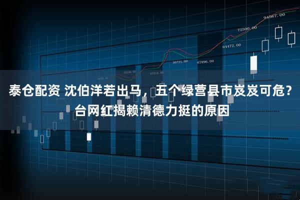 泰仓配资 沈伯洋若出马，五个绿营县市岌岌可危？ 台网红揭赖清德力挺的原因
